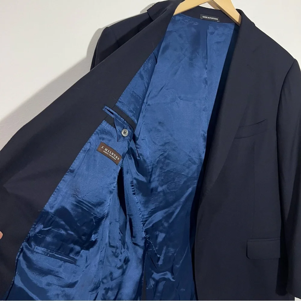 J. Hilburn Guabello‎ 100% Wool Navy Classic Fit Blazer Two Button Size 45R